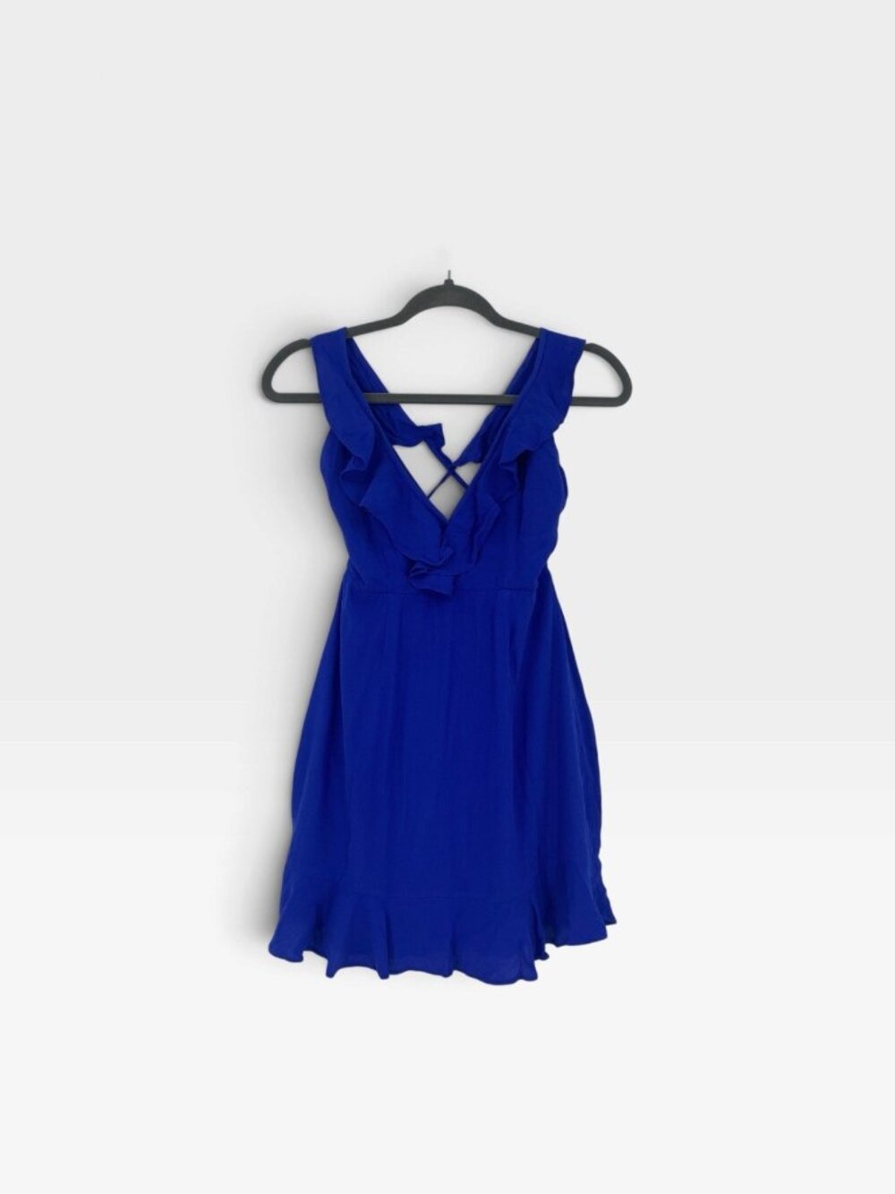 Superdown size Small Royal Blue Emily Ruffle Flare Mini Dress Strappy New